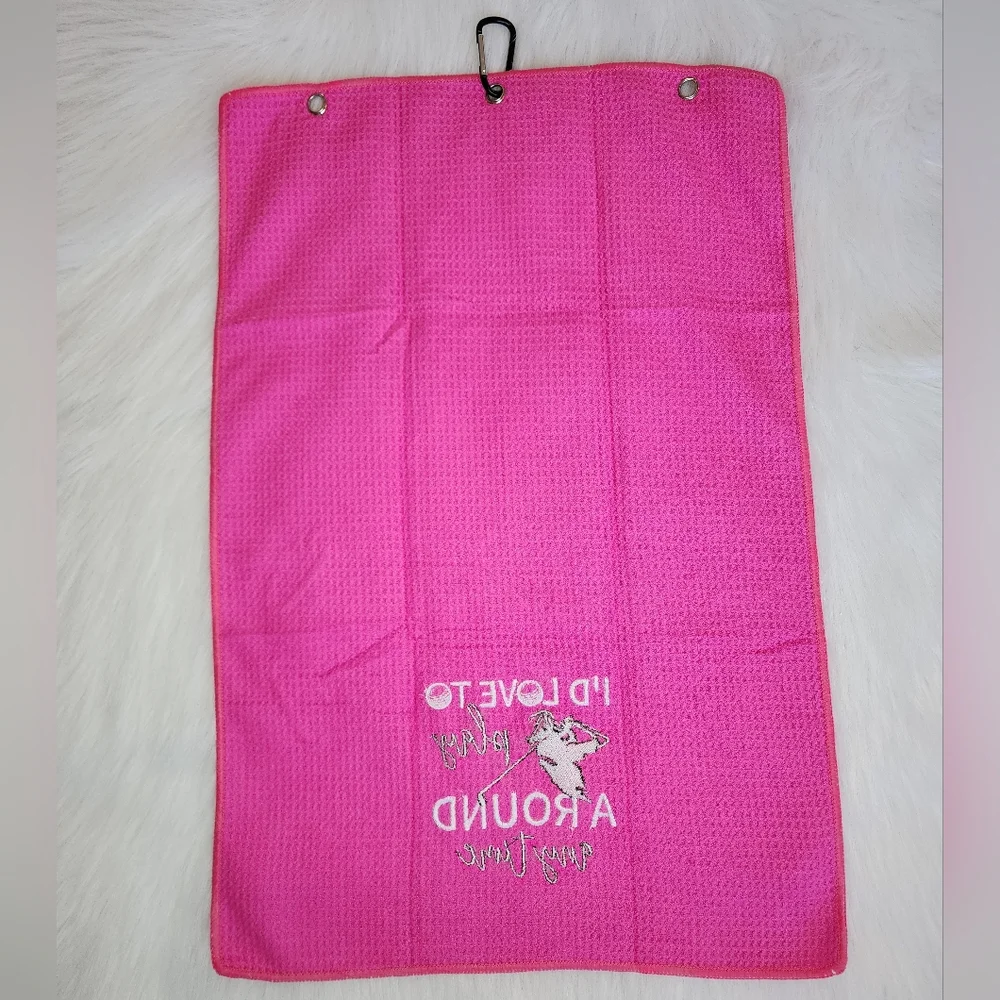 Hot Pink Embroidered Golf Towel ⛳️